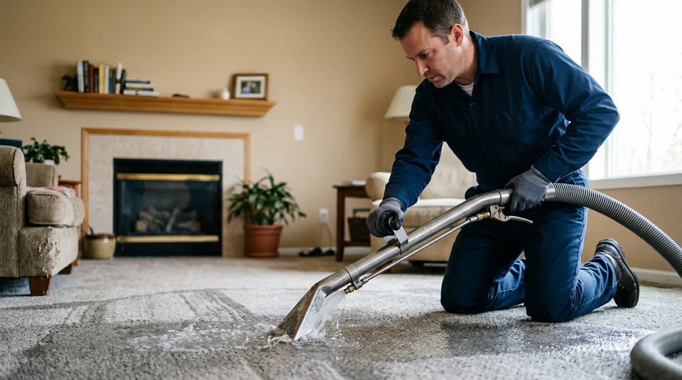 Water damage restoration technician working near Big Rock, IL